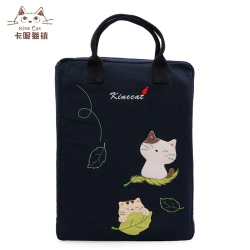 KINECAT KINE 고양이 잎 고양이 가벼운 면화 노트북 가방 학생 학비 가방 파일 가방 숙제 가방