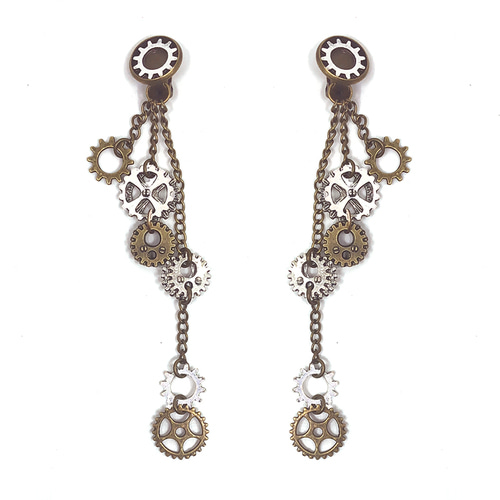 Mr. Yi s steam 컨티넨탈 gift steampunk old vintage gear metal chain non-earring ear clip earring