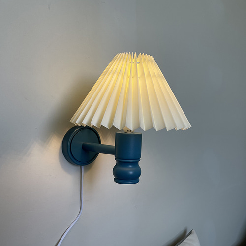 Bufanjia 빈티지 블루 주름 단단한 나무 벽 램프 침대 옆 램프 현관 침실 거실 스튜디오 홈스테이