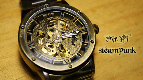 Mr. Yi steampunk 컨티넨탈 복고풍 기계식 금속 강철 유럽 기계식 중공 산업 수제 손목 시계