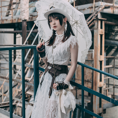 Mr. Yi의 스팀 컨티넨탈 steampunk steampunk 여름 흰색 레이스 드레스 드레스
