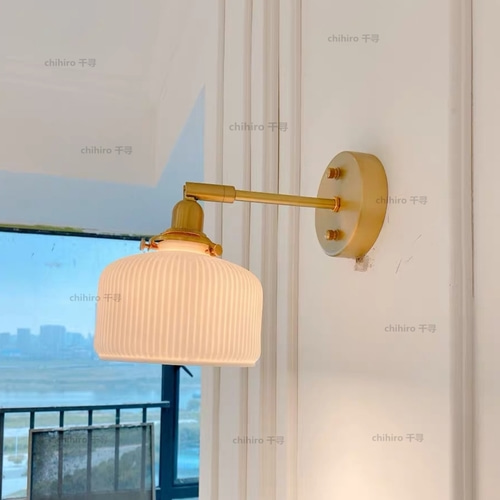 Chihiro 일본 복고풍 황동 벽 램프 현대 북유럽 침대 옆 벽 램프 간단한 욕실 욕실 거울 거울 전면 램프