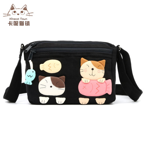 KINECAT KINE 고양이 쇼핑 야생 귀여운 어깨에 매는 가방 작은 메신저 가방 여성 레저 여행 쇼핑 가방