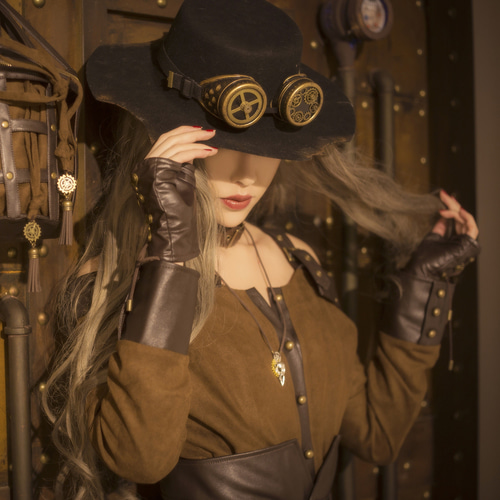 Mr. Yi ’s steam 컨티넨탈 steampunk steampunk hot woolen old black denim flat top hat