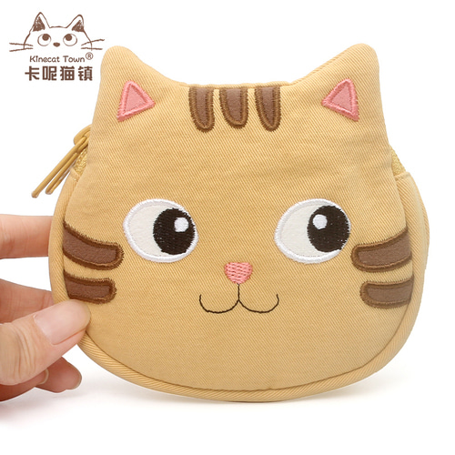 KINECAT KINE 고양이 순수한 면화 입체 수제 귀여운 고양이 머리 더블 변경 키 가방 숙모 수건 작은 가방