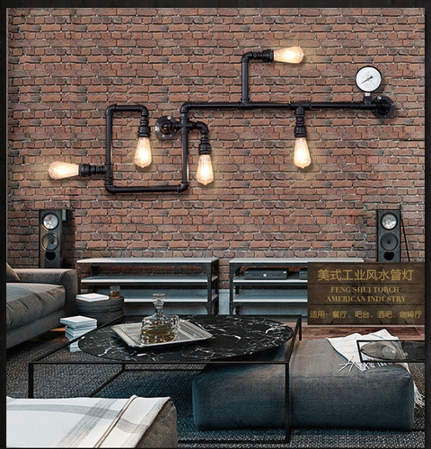 Cafe 바 American Balcony Retro Loft Industrial Style Iron 데코레이션 Water Pipe Wall Lamp Personalized Aisle