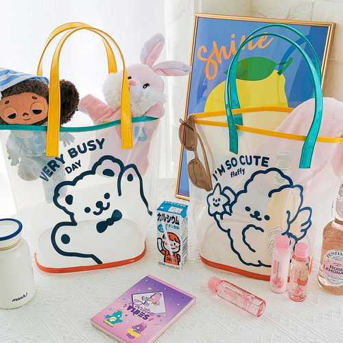 Milkjoy 케이크 곰 젤리 가방 하트 수영 피트니스 쇼핑 점심 점심 숄더백 투명 비치 가방