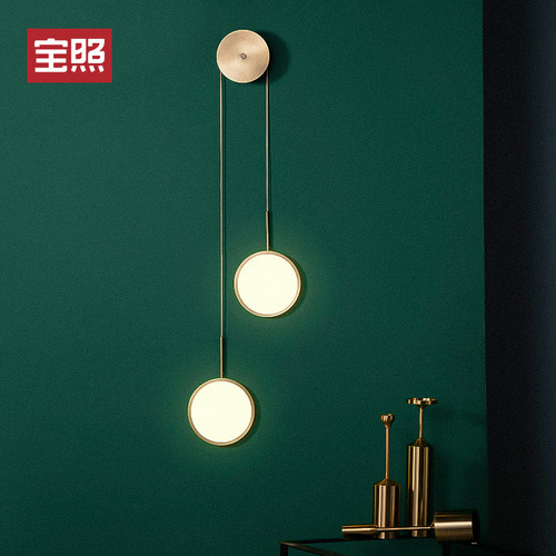 Baozhao 빛 고급 황동 벽 램프 통로 장식 새로운 중국 스타일 거실 TV 배경 벽 램프 침실 침대 옆 조명