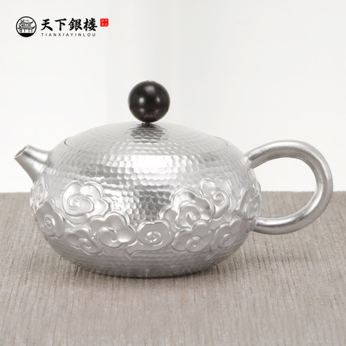 Tianxia Yinlou Sterling Silver 999 Silver Pot 티pot Xiangyun Ruiqi Handmade Xishi Kettle Kung Fu 티 세트 티pot