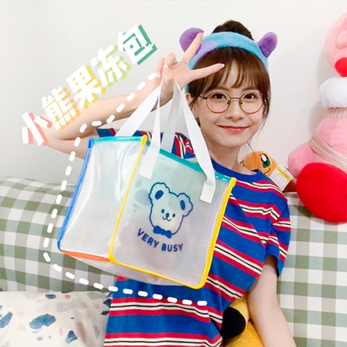 밀크 joy cake bear jelly bag square 핸드백 cartoon cute style student lunch bag