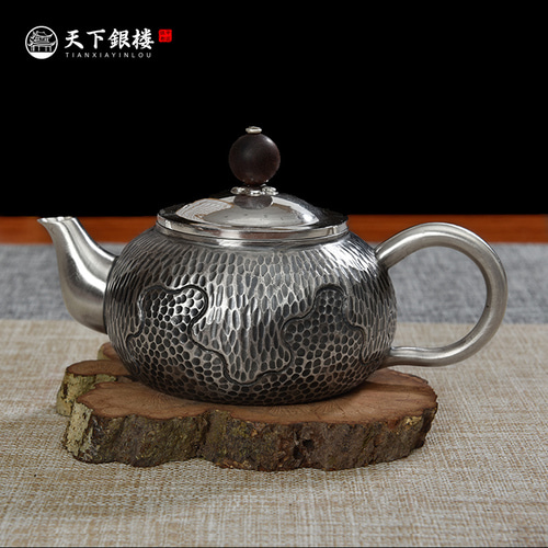 Yinlou Silver 티pot Pure Silver 티pot for Everyone Silver Kettle Sterling Silver 999 Kettle Yunnan Pure Handmade