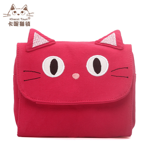 KINECAT KINE 고양이 순면 패치 워크 입체 귀여운 고양이 학생 짧은 년식 지갑 숙녀 숙모 수건 수납 가방