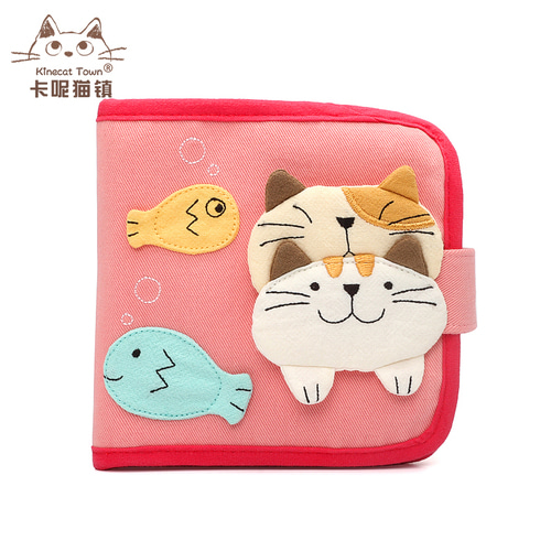 KINECAT KINE 고양이 순면 귀여운 만화 학생 다기능 짧은 년식 지갑 카드 가방 변경 지갑 데이 시리즈 여성