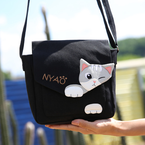 KINECAT kine cat 면화 천 귀여운 한국어 캐주얼 야생 학생 메신저 작은 사각형 가방 마이크로 단일 카메라 가방