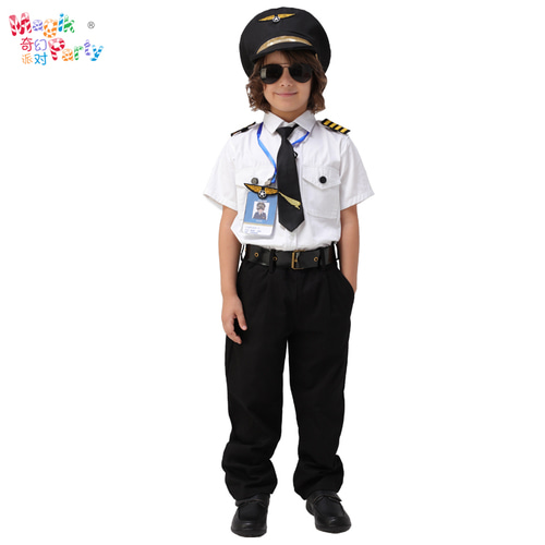 할로윈 어린이 공연 의상 코스프레 공연 의상 Boys Pilots Pilot 캡모자tain Uniforms