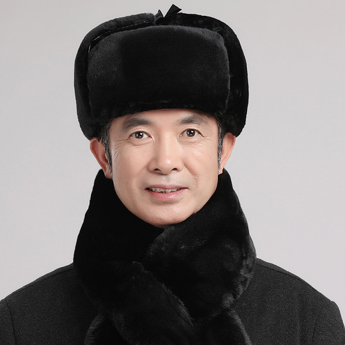 중년 및 노인 동북 Lei Feng 모자 남성 겨울 밀리터리 모자 아버지 두꺼운 겨울 노인 따뜻한면 모자 할아버지