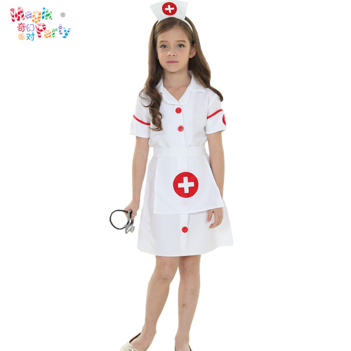 할로윈 어린이 성능 의상 코스프레 성능 의류 소녀 간호사 외과 의사 흰색 실험실 코트 의류