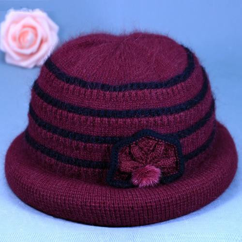 노인 모자 할머니 겨울 따뜻한 모직 모자 중년 어머니 니트 모자 두꺼운 벨벳 올드 코튼 모자