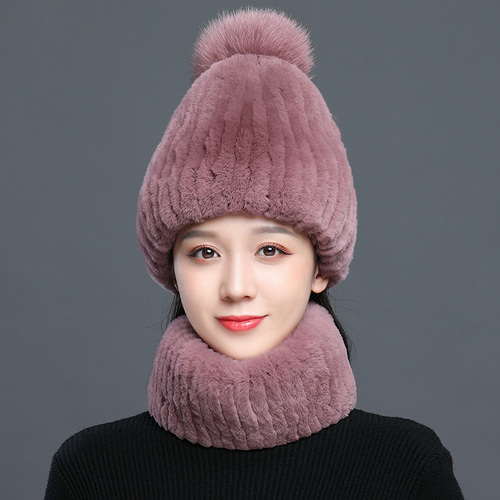 모피 모자 여성 가을 ​​겨울 렉스 토끼 모피 모자 한국인 어머니 중년 및 노인 진짜 머리 겨울