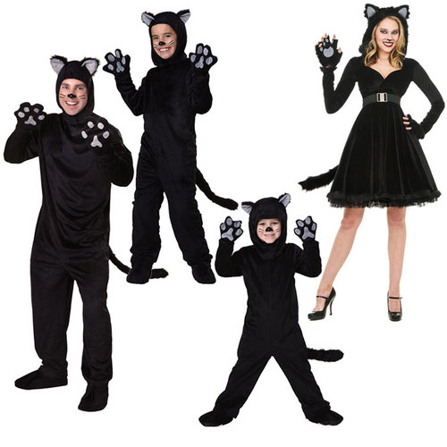 코스 칼라 가장 무도회 동물 검은 고양이 공연 의상 어린이 고양이 성인 고양이 의상 고양이 부모-자식 의상