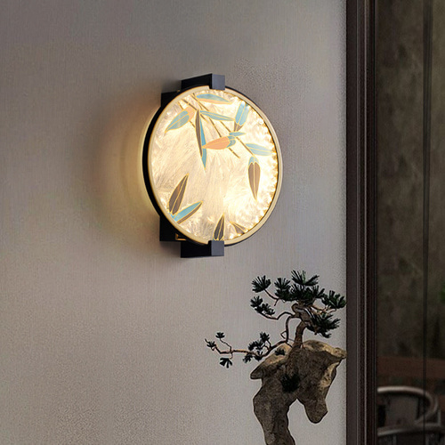 DELIKES [에나멜 색상] 중국 스타일 아트 침실 침대 옆 램프 레트로 새로운 중국 정원 벽 램프삼색 포인트 광원 포함