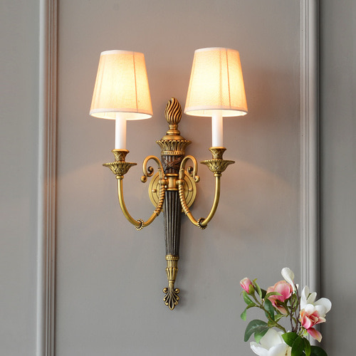 미국 벽 램프 황동 프랑스 복고풍 분위기 빌라 거실 램프 침실 침대 옆 램프 복도 통로 램프 계단 램프
