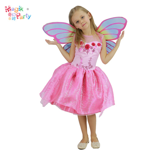 할로윈 어린이 의상 코스프레 의상 소녀 나비 꽃 요정 요정 날개 공주 드레스