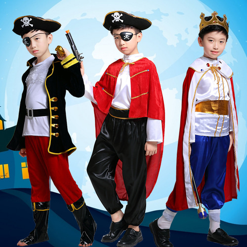 할로윈 어린이 해적 선장 의상 소년 왕자 왕 의상 코스프레 의상 무도회 의상