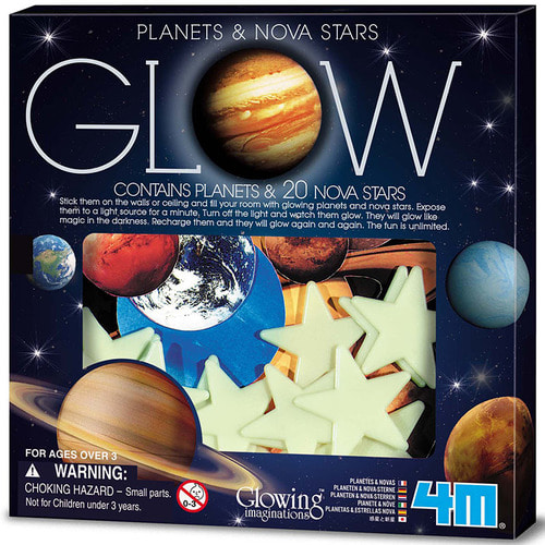 4M 수입 완구 유아 및 어린이를위한 스팀 교육 Luminous Planet Satellite 20 Starry Sky Wall Stickers Space