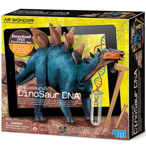 4M 어린이 장난감 STEAM 학령기 교육 빛나는 Stegosaurus Dinosaur DNA 쥬라기 퍼즐 게임