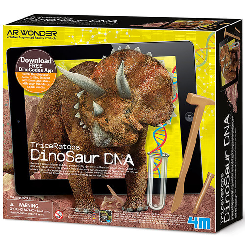 4M 재미있는 장난감 STEAM 행복한 교육 빛나는 트리케라톱스 DNA 고고학 채광 및 정보 게임