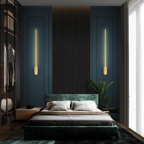 황동 초음파 벽 빛 LED 거실 라인 벽 전달 빛 현대적인 미니멀리스트 침실 침대 헤드 라이트
