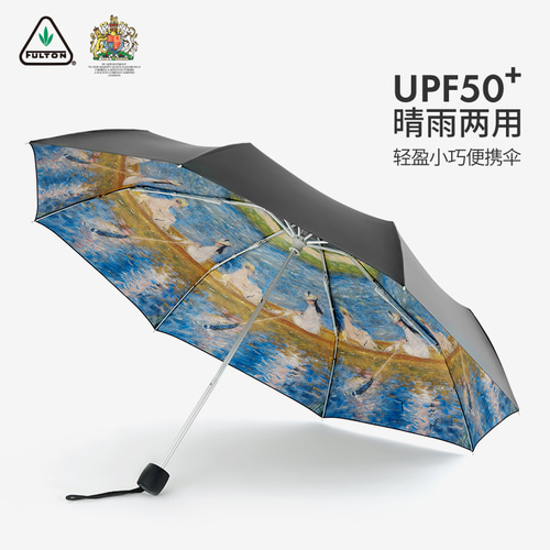 Fulton Fulton Sun 우산 썬 스크린 안티 UV 우산 여성 고급 빈티지 배럴 2 목적 검은 우산