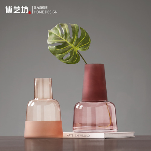 현대 간단한 창조적 인 유리 제 화병 투명 수경 꽃병 장식품 거실 테이블 꽃 장식