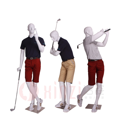 스포츠 골프 모델 소품 남성의 전신 스윙 자세 매트 흰색 플라스틱 더미 모델