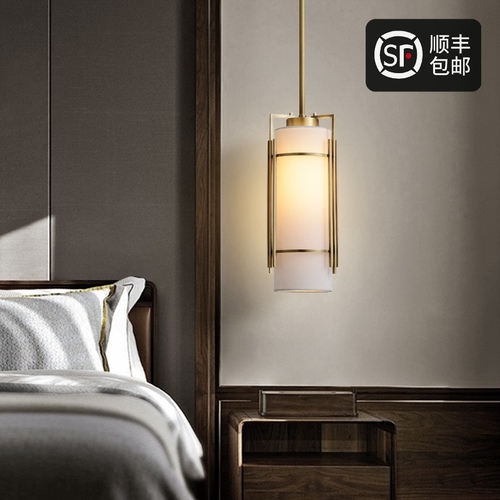 클래식] 새로운 중국 침대 작은 샹들리에 모든 구리 디자이너 침실 레스토랑 젠 티 룸 베로치 램프