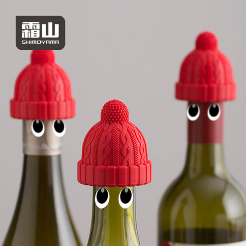 일본의 서리 산 와인 병 플러그 실리콘 작은 빨간 모자 와인 플러그 귀여운 거품 샴페인 씰 레드 와인 플러그