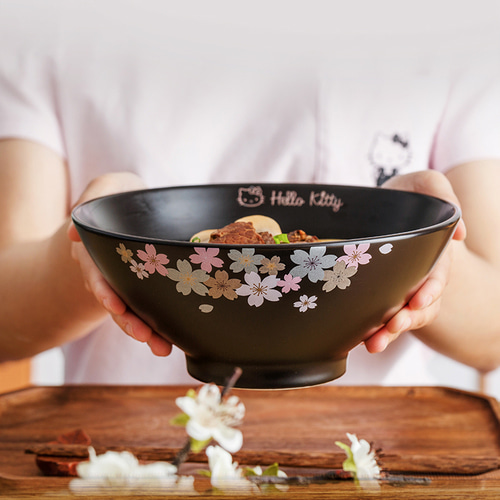 Hellokitty 일본 벚꽃 복고풍 세라믹 수프 그릇 적합한 가정용 큰 쌀 그릇 그릇 쇼 식기