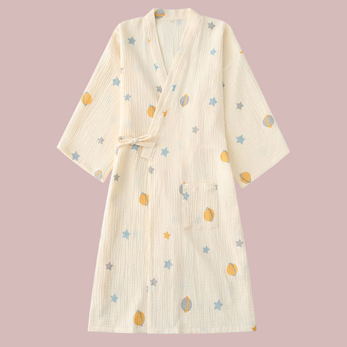수면 잠옷 여성 여름 코튼 거즈 및 의류 봄과 가을 얇은 섹션 일본어 홈 서비스 일본식 여름 욕실 잠옷