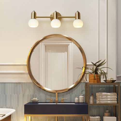 거울 헤드 라이트 드레싱 테이블 메이크업 미니멀리스트 현대 노르딕 욕실 거울 캐비닛 벽 조명 LED 구리 욕실 특수 라이트