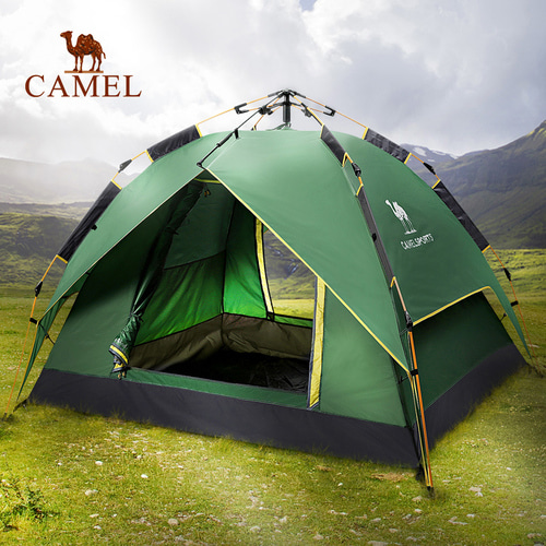 낙타 야외 유압 자동 퀵 오프닝 텐트 3-4 사람들이 오픈 캠프 짙은 강우량 4 시즌 더블 텐트